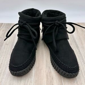 Ilse Jacobsen Tulip Black Cozy Faux Fur Booties Y2K Boho | Size EU 36 / US 5.5-6